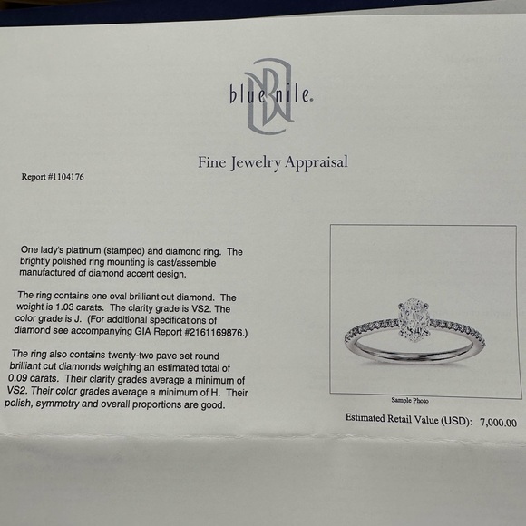 1 ct Platinum Oval Brilliant Diamond Ring Size 8 with Kasia Band - Picture 7 of 7